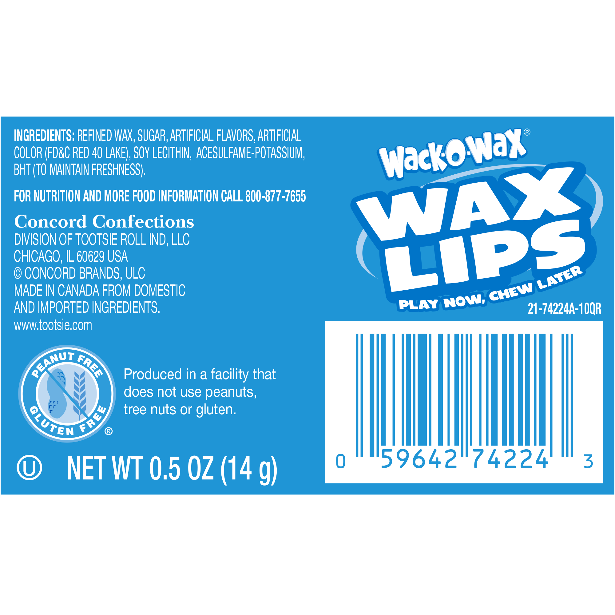 Wack-O-Wax Cherry Wax Lips (1 ct. Bag)
