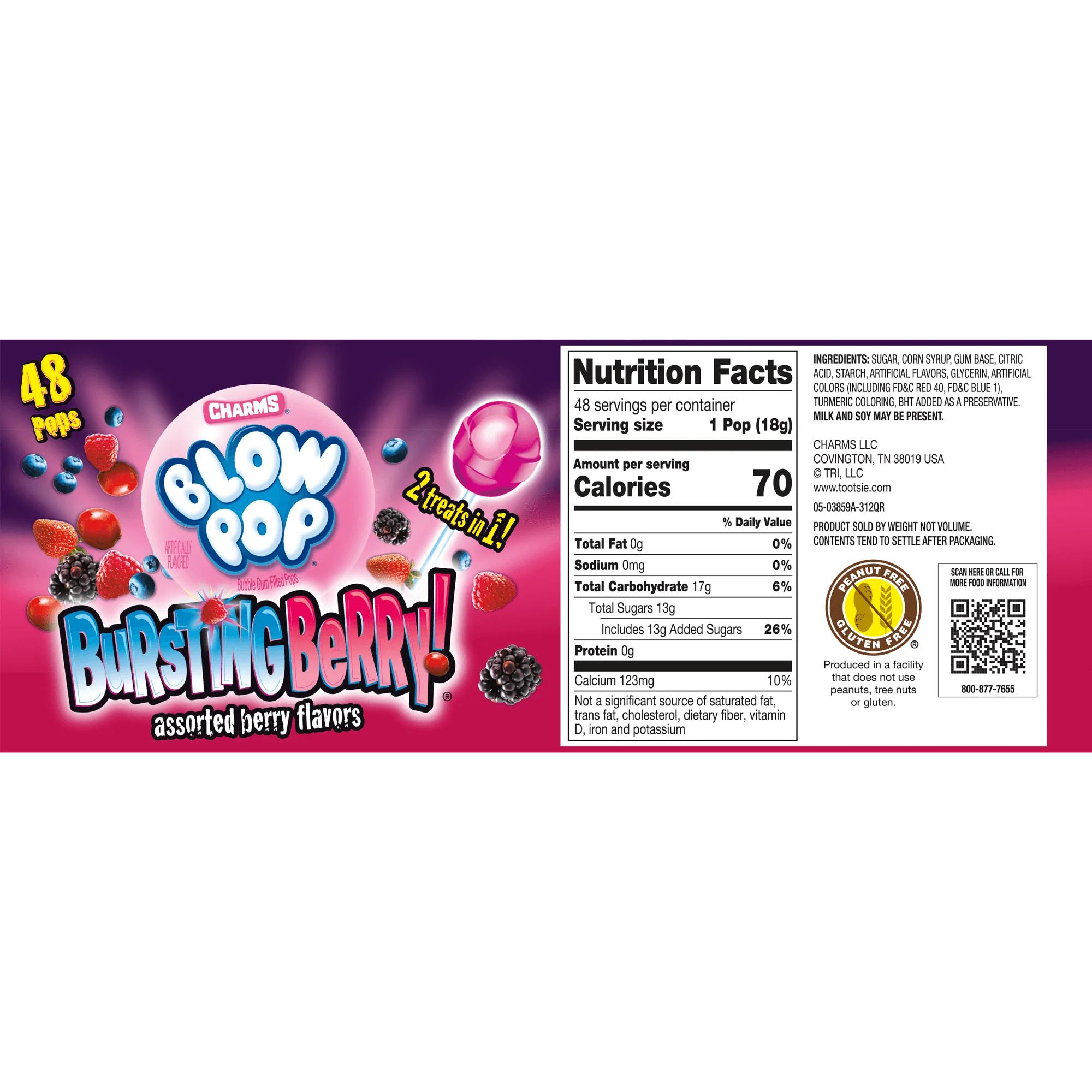 Charms Blow Pop Assorted Bursting Berry (48 ct. Box)