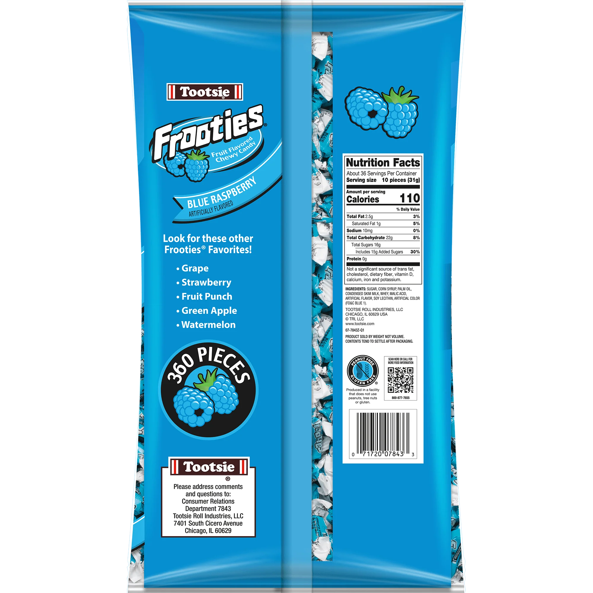Frooties Blue Raspberry Chewy Candy (38.8 oz. \/ 360 ct. Bag)