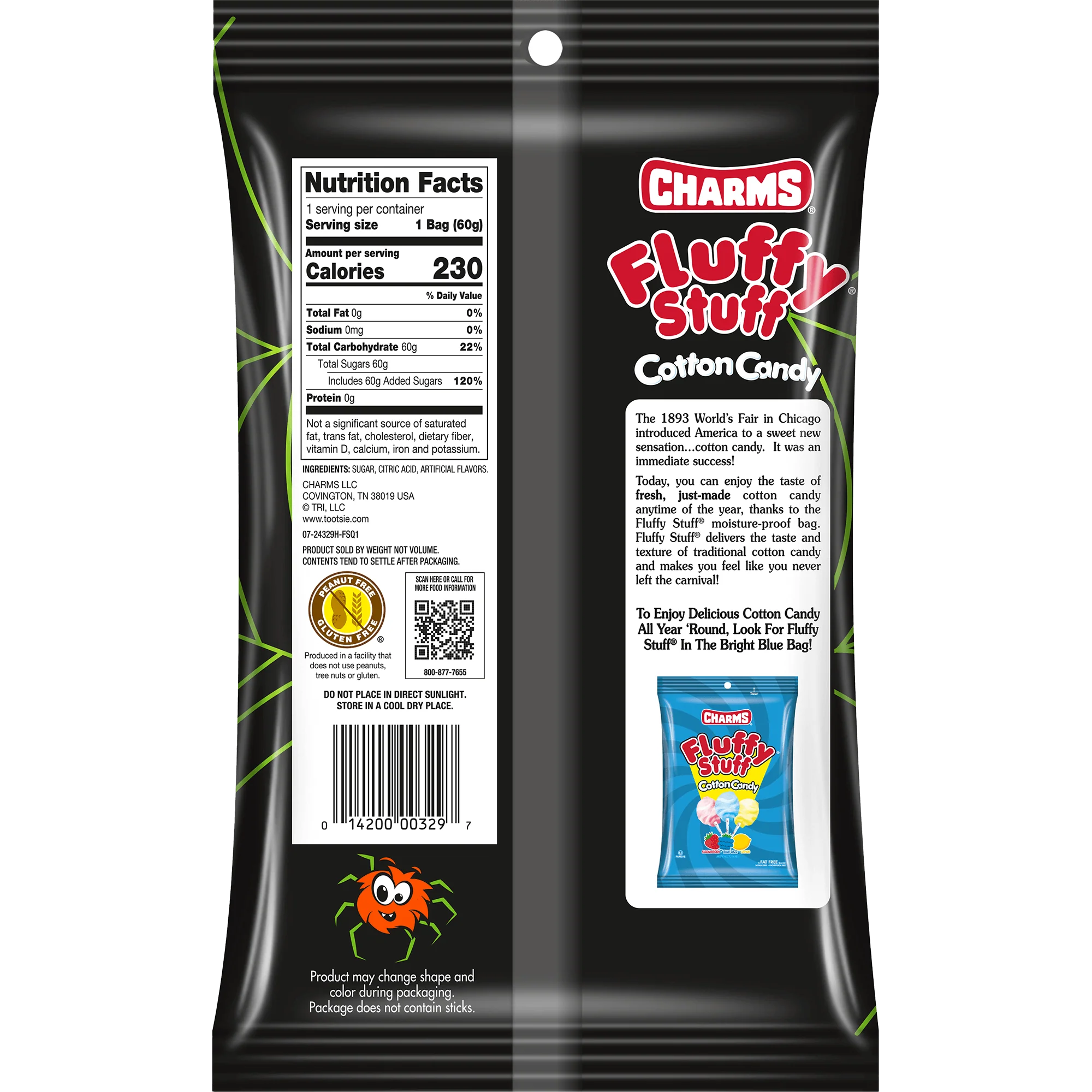 Fluffy Stuff Halloween Spider Web Cotton Candy (2.1 oz. Bag)