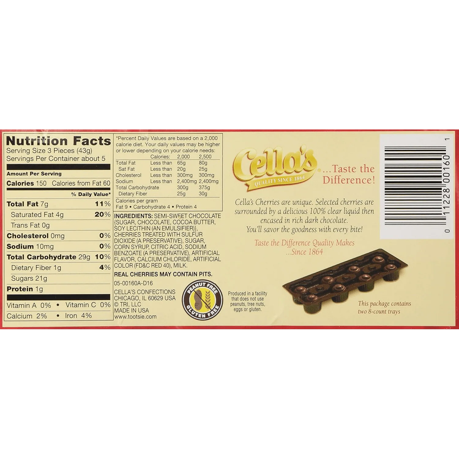 Cella's Dark Chocolate Covered Cherries (8 oz. \/ 16 ct. Box)