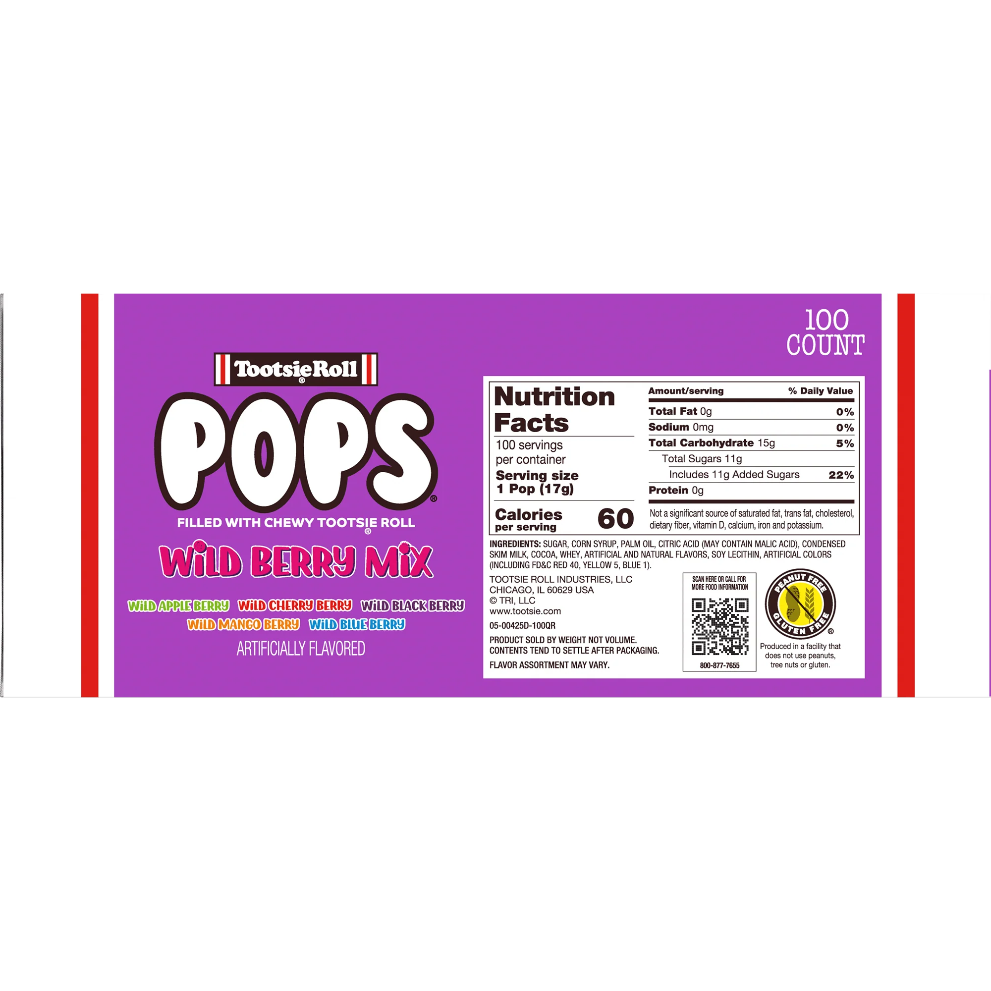 Tootsie Pops Assorted Wild Berry Flavors (100 ct. Box)