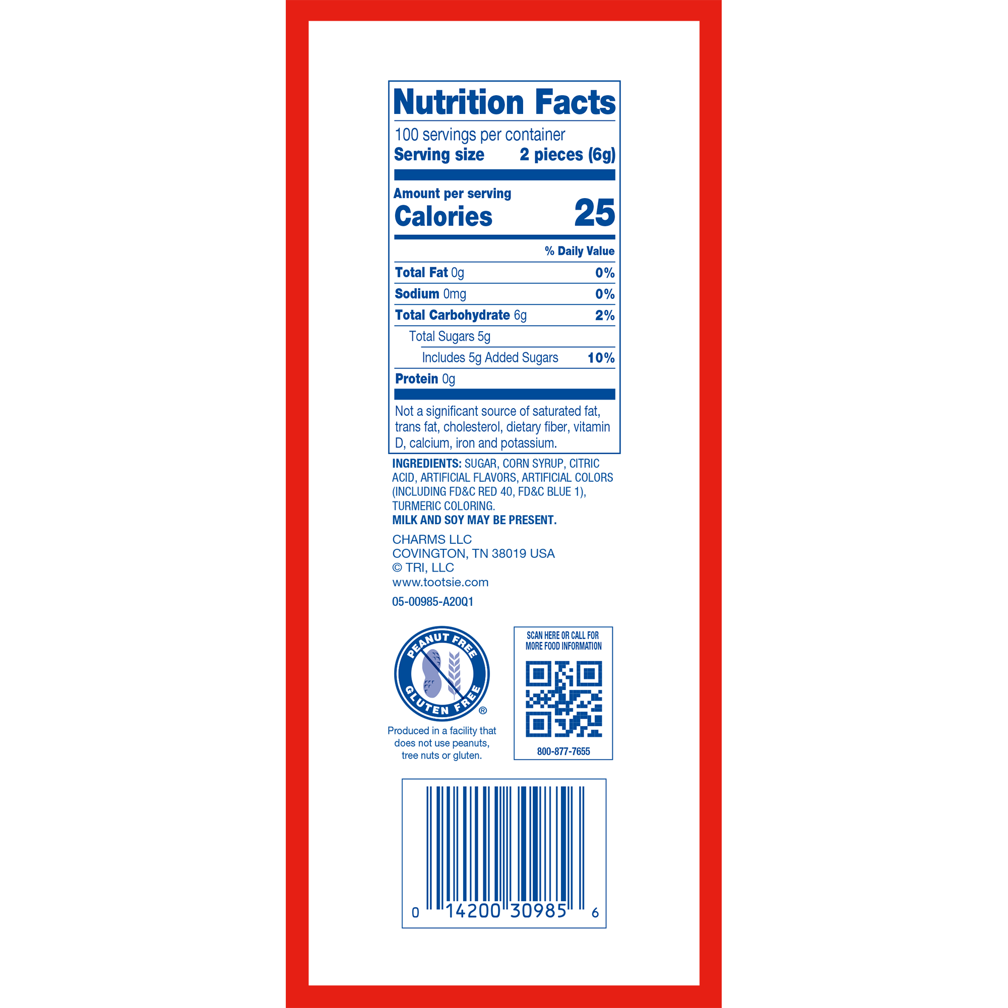 Charms Assorted Fruit Flavors Squares (1 oz. Pack)