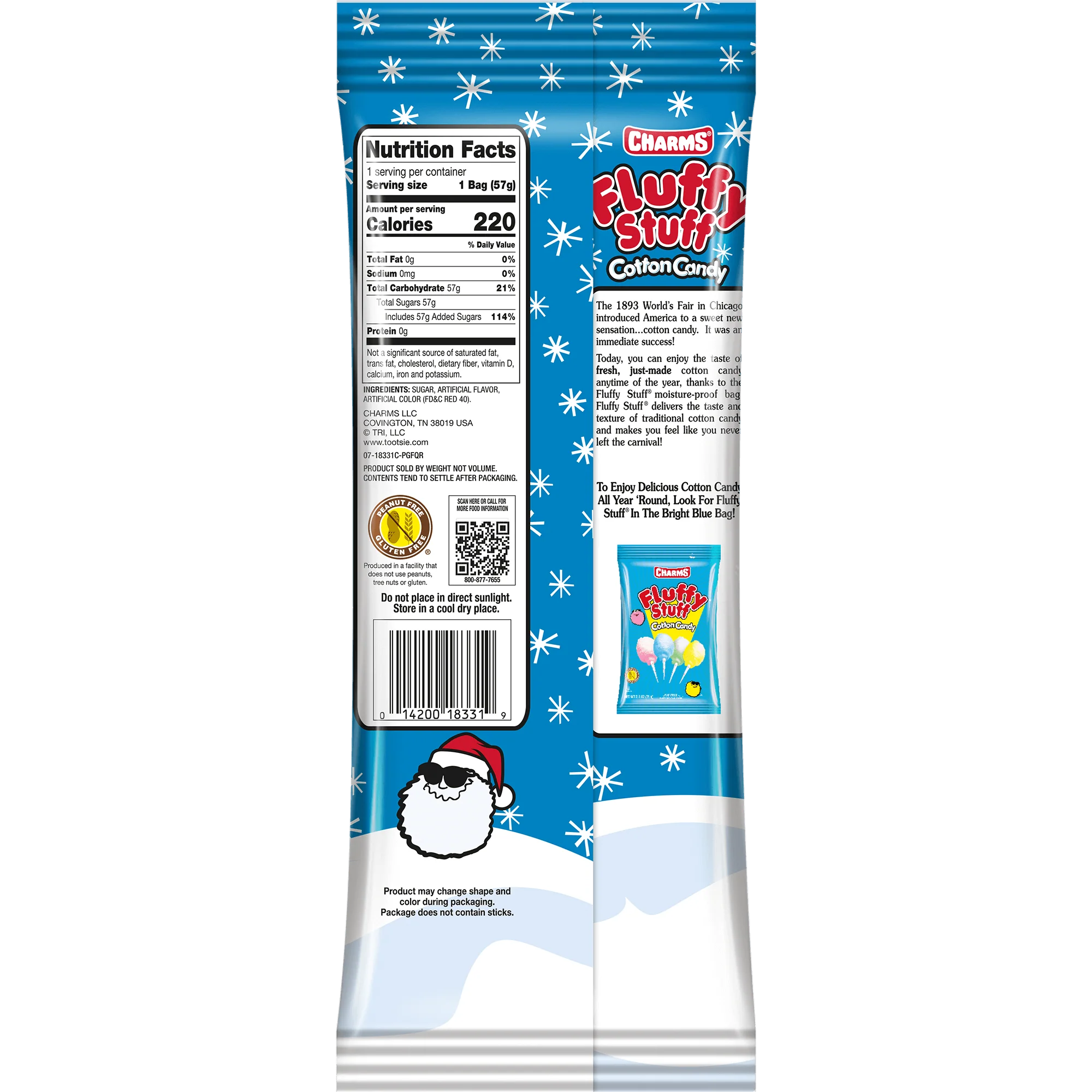 Charms Fluffy Stuff Assorted North Pole Cotton Candy (2 oz. Bag)