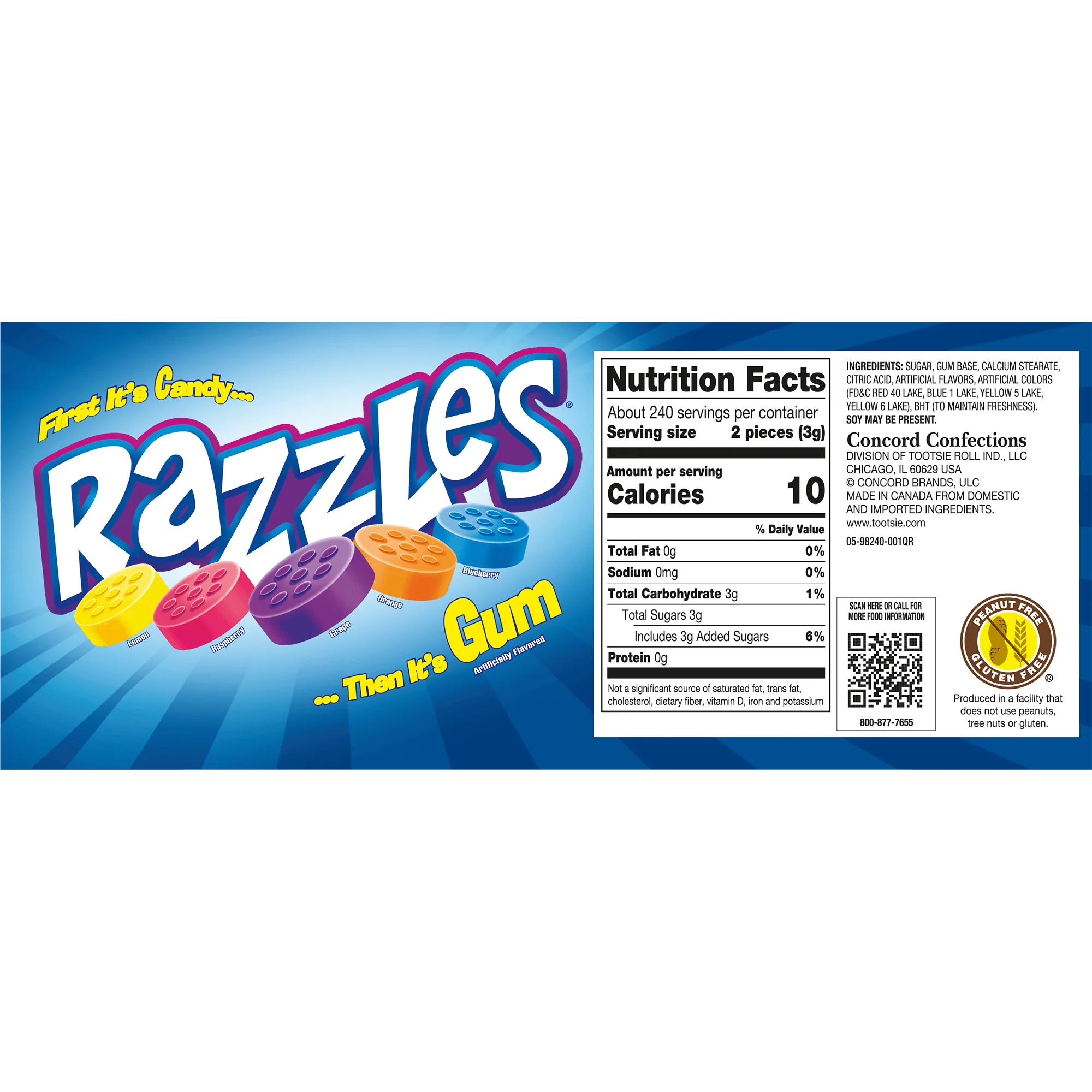 Razzles 2-Piece Fun Size Packs (25.6 oz. \/ 240 ct. Bag)