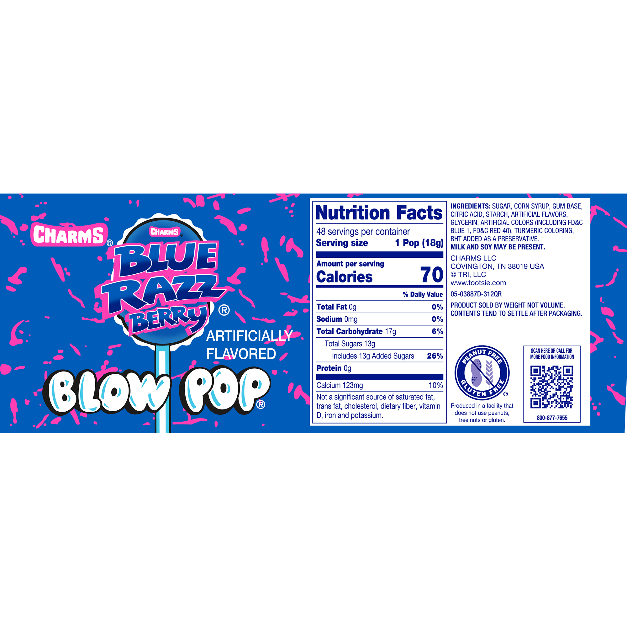 Charms Blow Pop Blue Razz Berry (48 ct. Box)