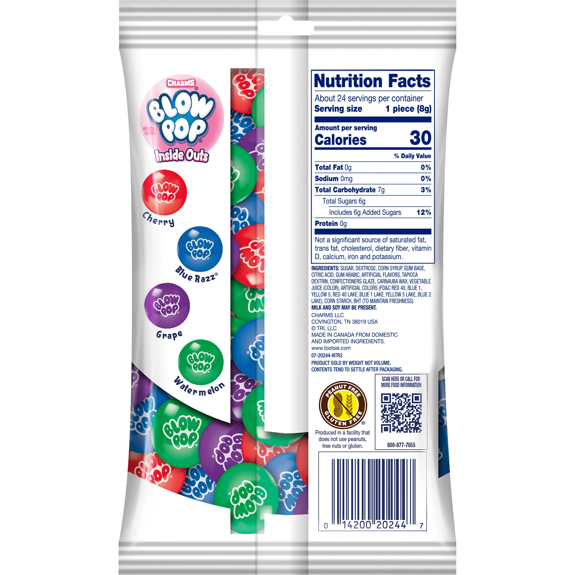 Charms Blow Pop Inside Outs Assorted Gumball Flavors (7oz. Bag)