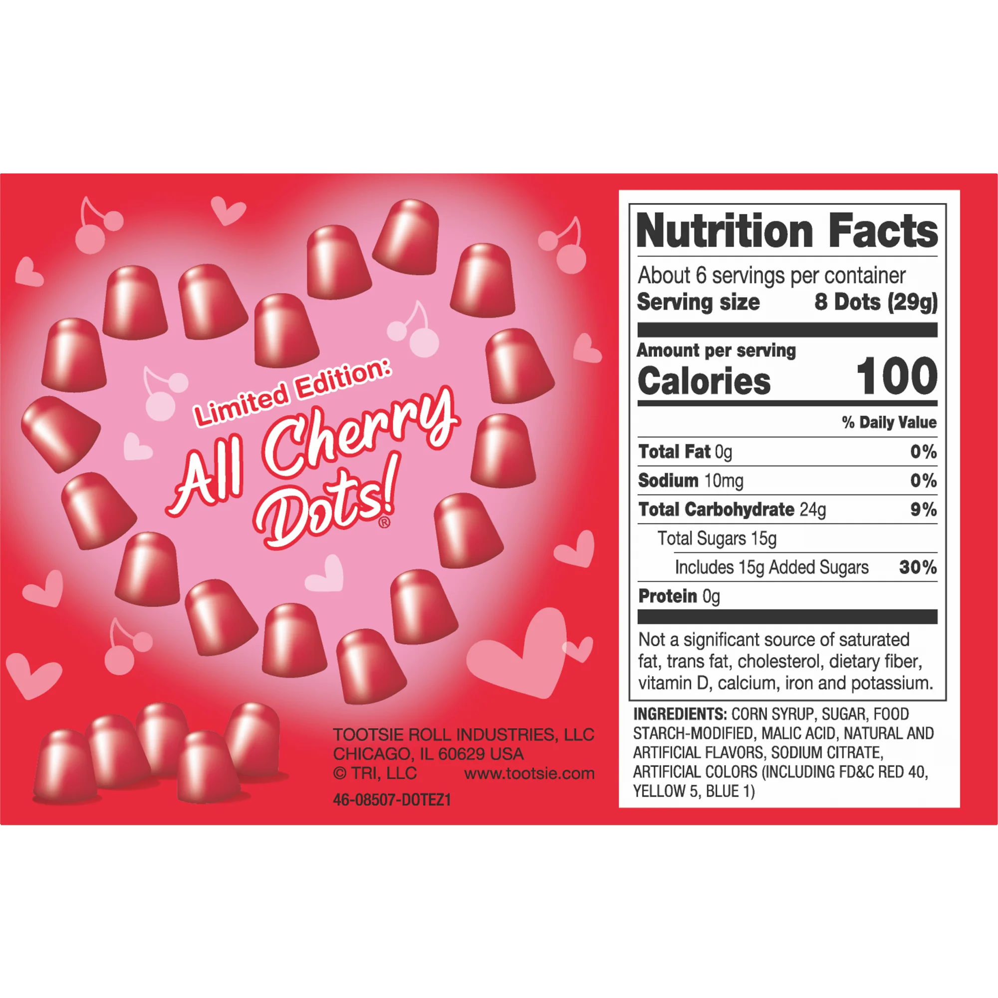 DOTS Valentine Cherry Lovers Candy Gum Drops (6 oz. Box)