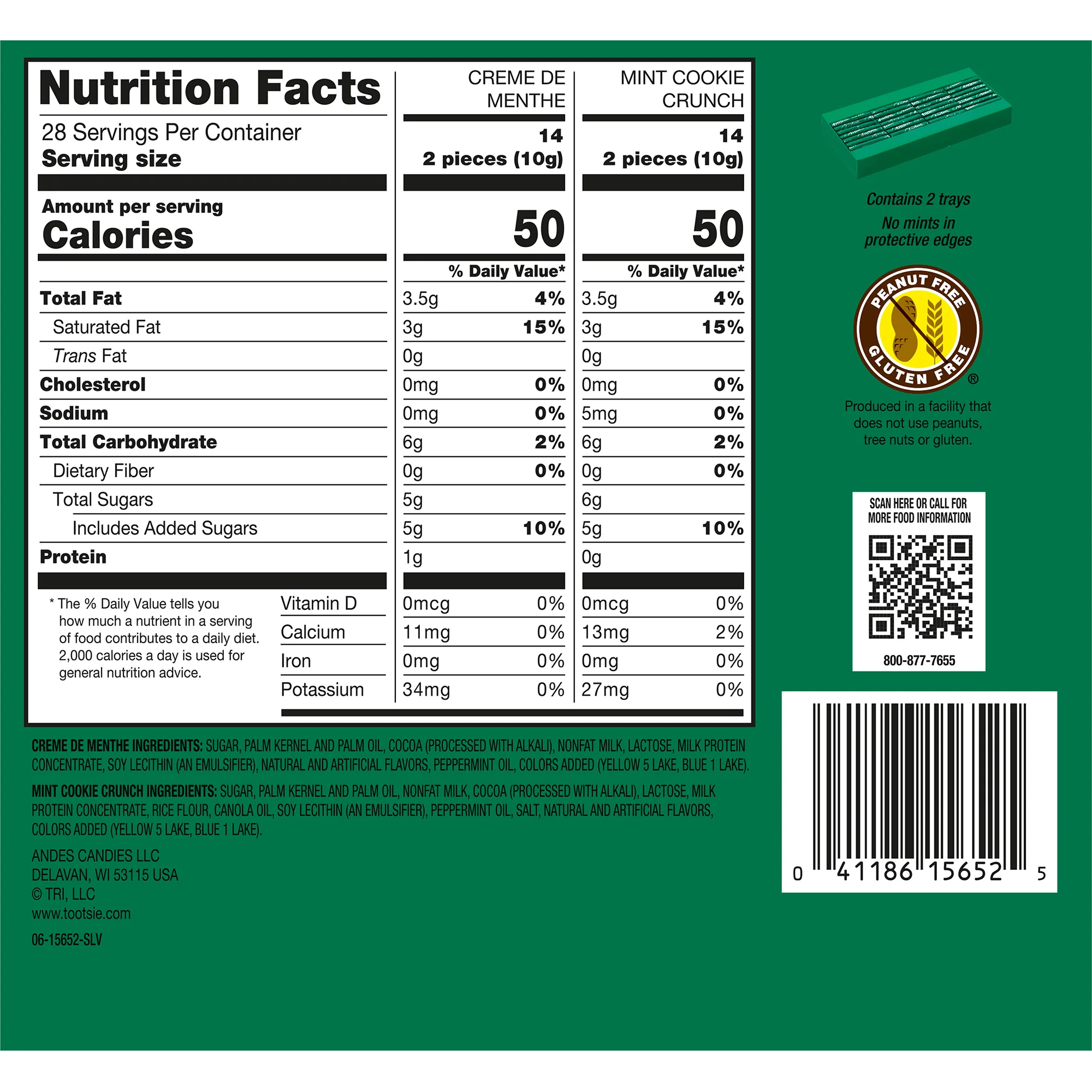 Andes Valentine Mint To Be Together Creme De Menthe Thins and Mint Cookie Crunch Thins (9.34 oz. Box)