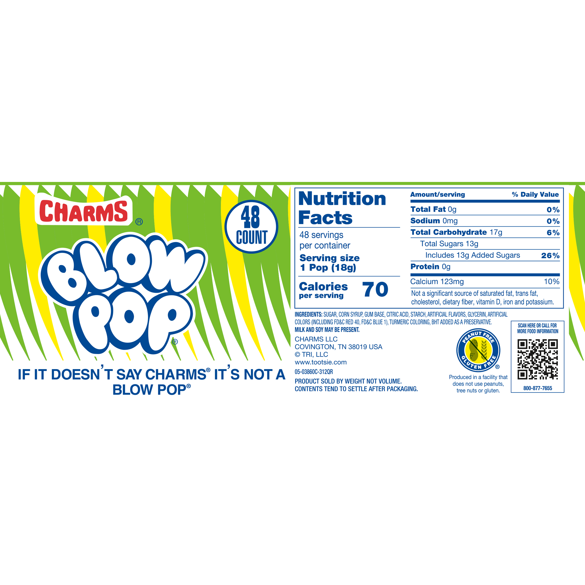 Charms Blow Pop Sour Apple (48 ct. Box)