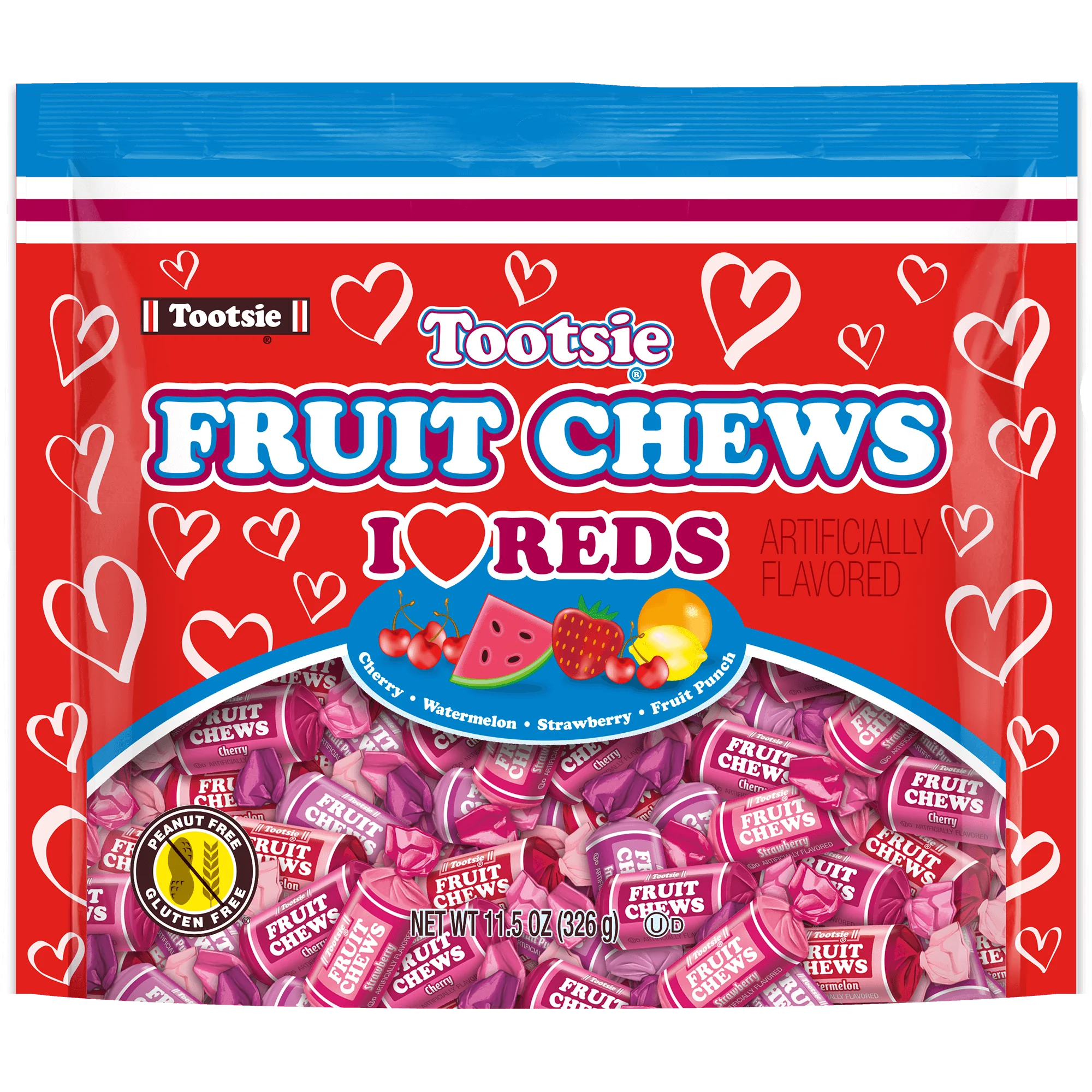 Fruit Chews Valentine Assorted I Heart Reds (11.5 oz. Bag)