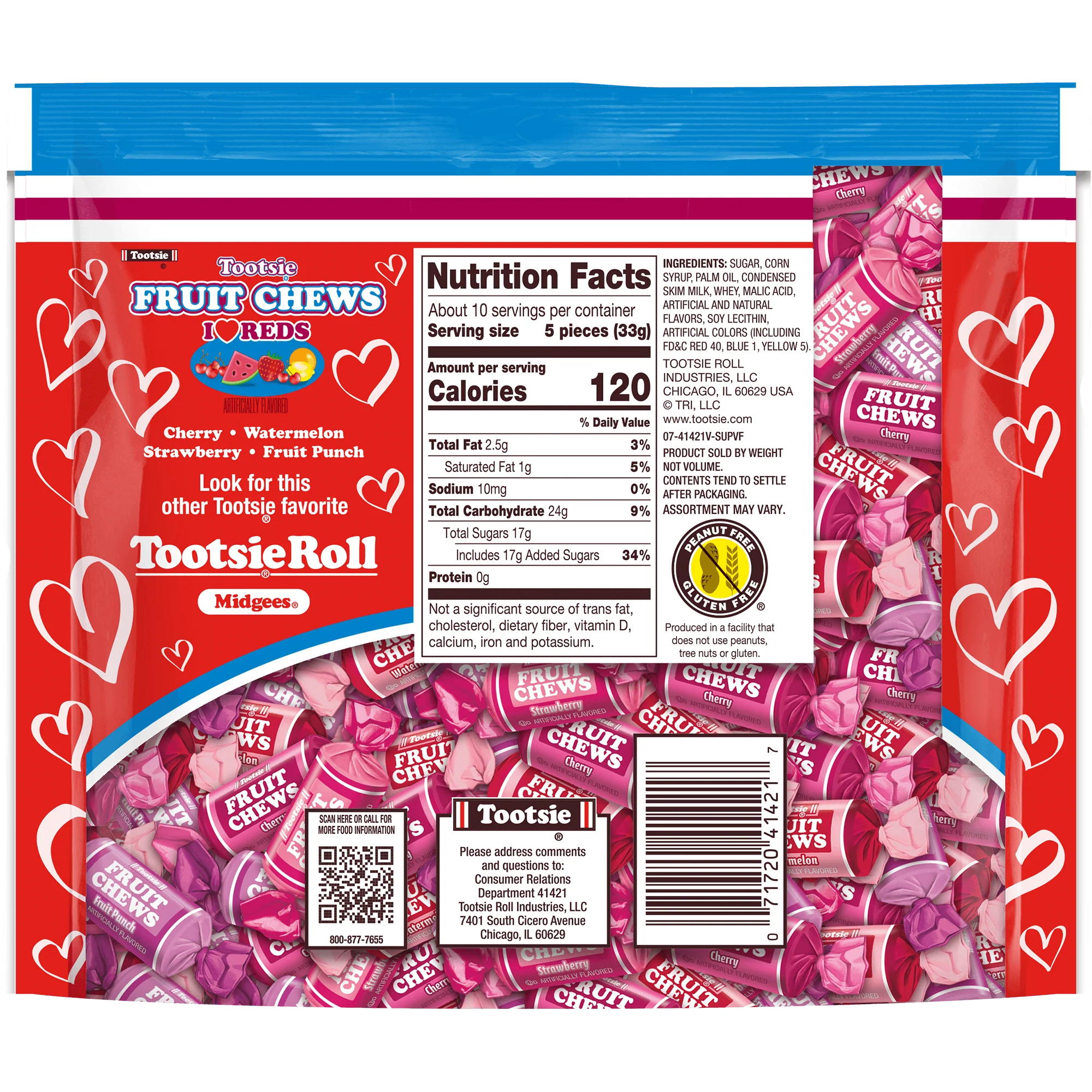 Fruit Chews Valentine Assorted I Heart Reds (11.5 oz. Bag)