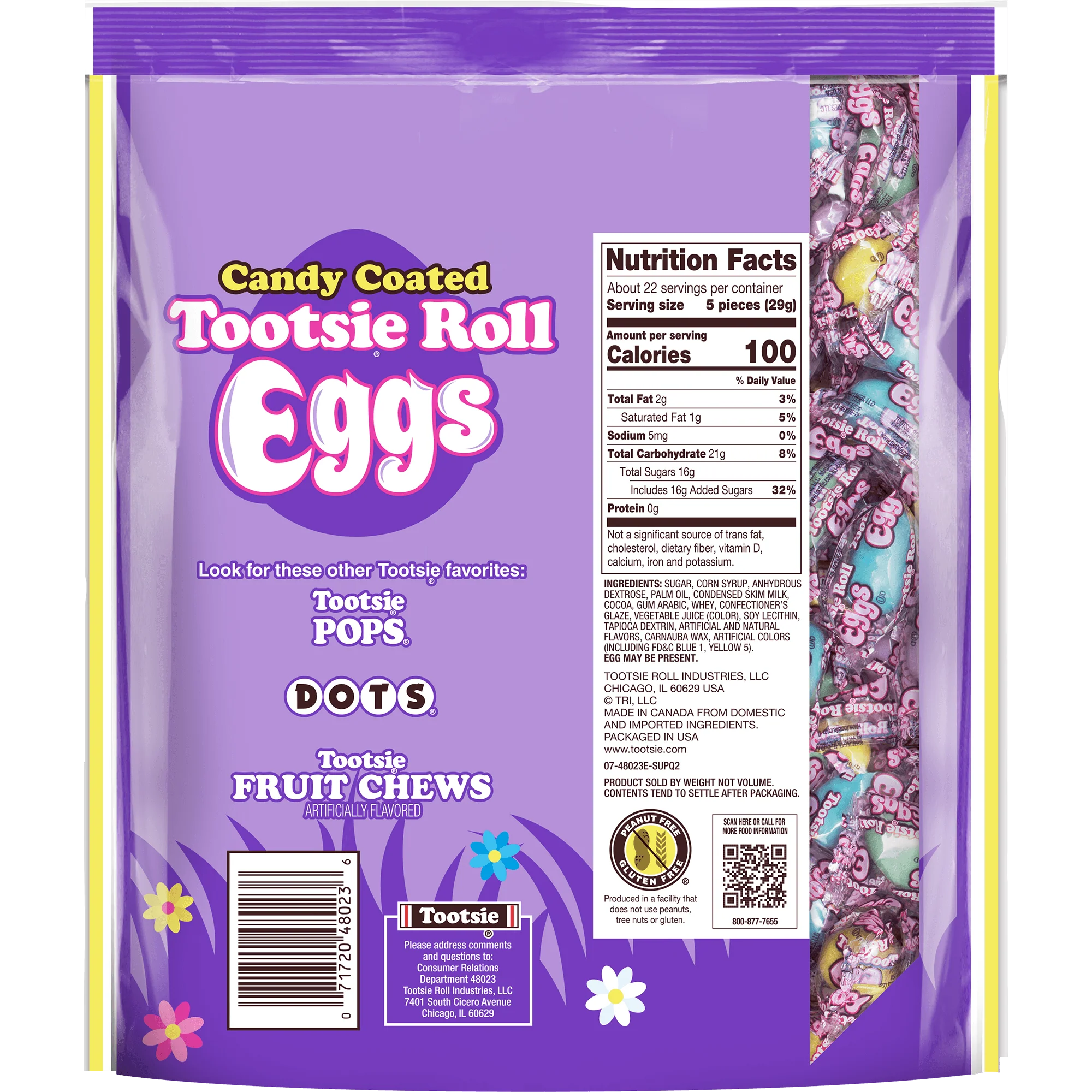 Tootsie Roll Candy Coated Eggs Shaped Wrapped (23 oz. Resealable Bag)