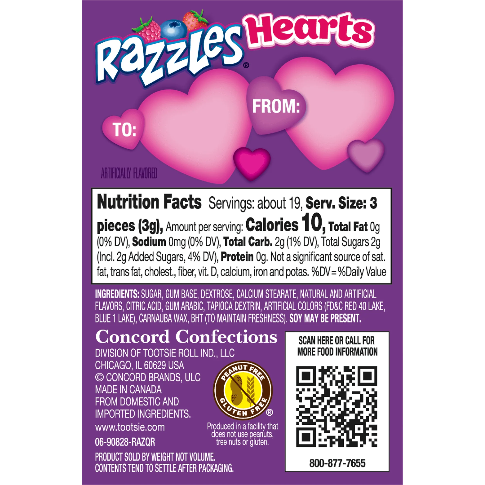 Razzles Valentine Hearts Assorted Flavors (2 oz. Box)