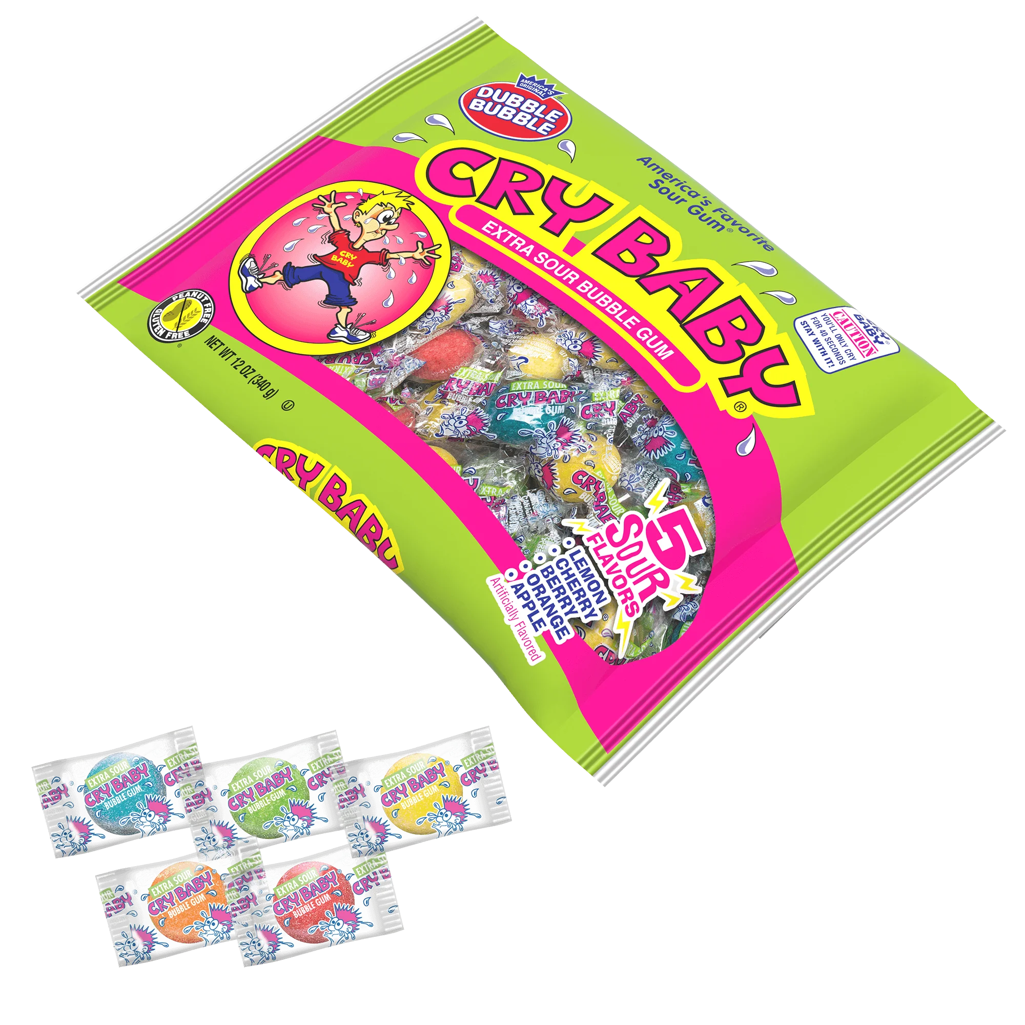 Cry Baby Assorted Extra Sour Bubble Gum (12 oz. Bag)