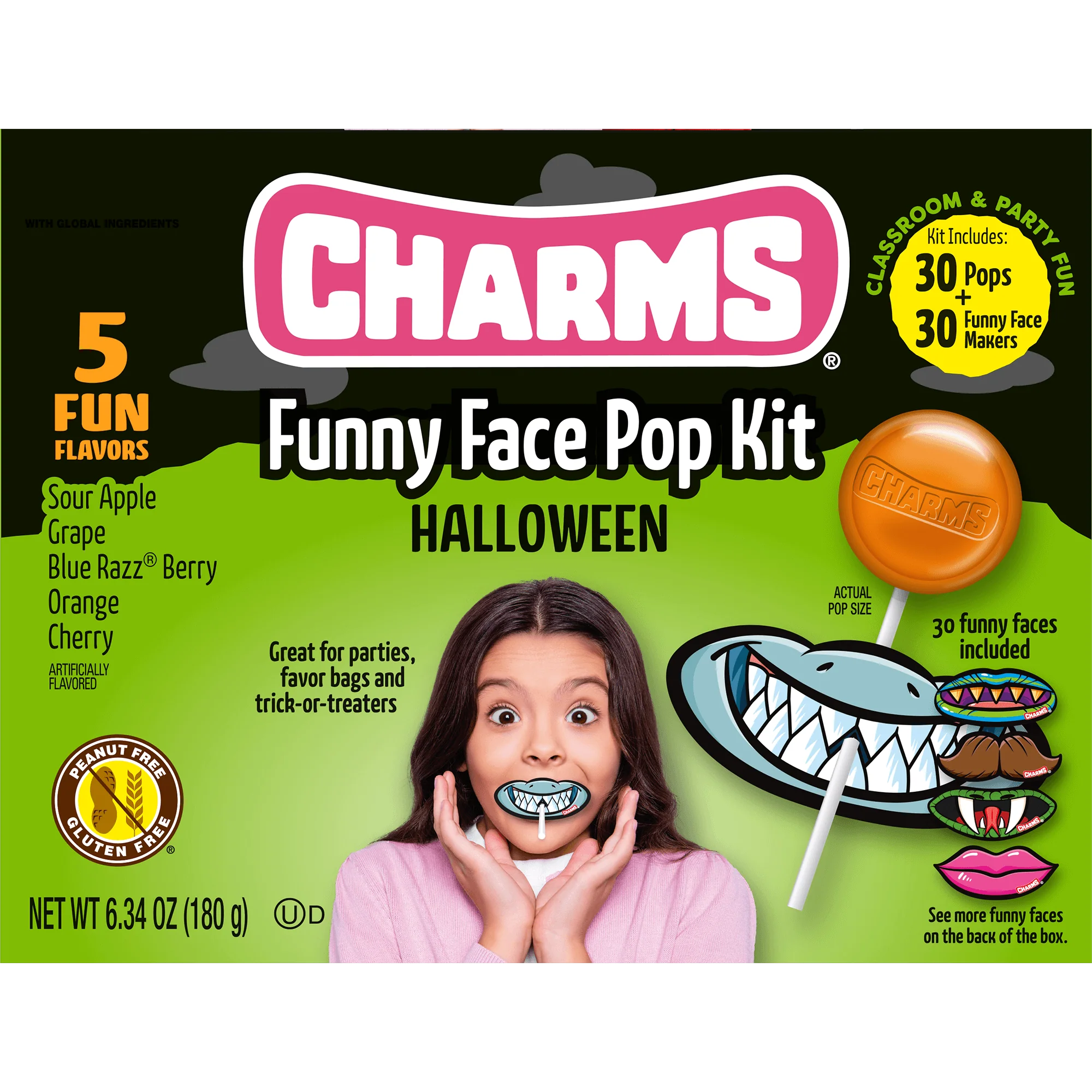 Charms Funny Face Pops Kit (6.35 oz. \/ 30 ct. Box)
