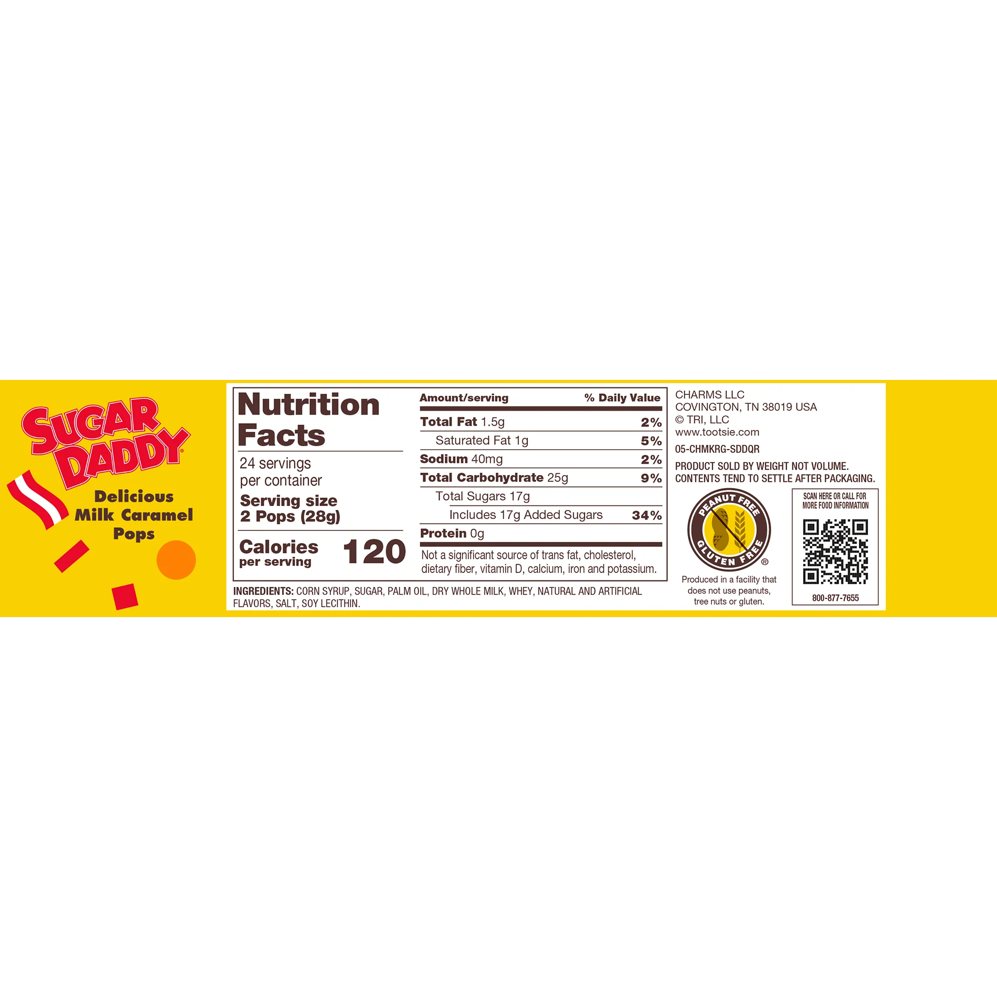 Sugar Daddy Milk Caramel Pops - Fun Size (22.3 oz. \/ 48 ct. Box)